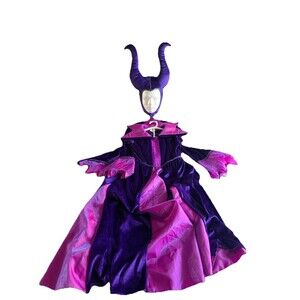 DISNEY STORE MALEFICENT GIRLs 9-10 Purple With Head Piece Spot On Sleeves